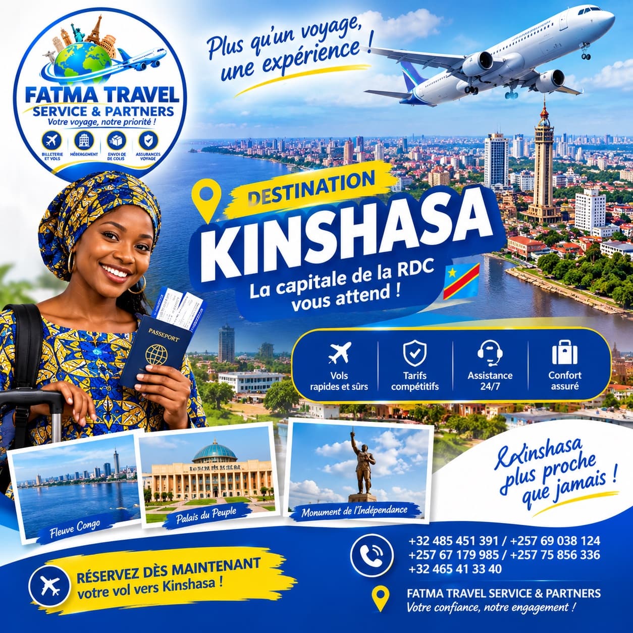 Affiche Fatma Travel — destination Kinshasa