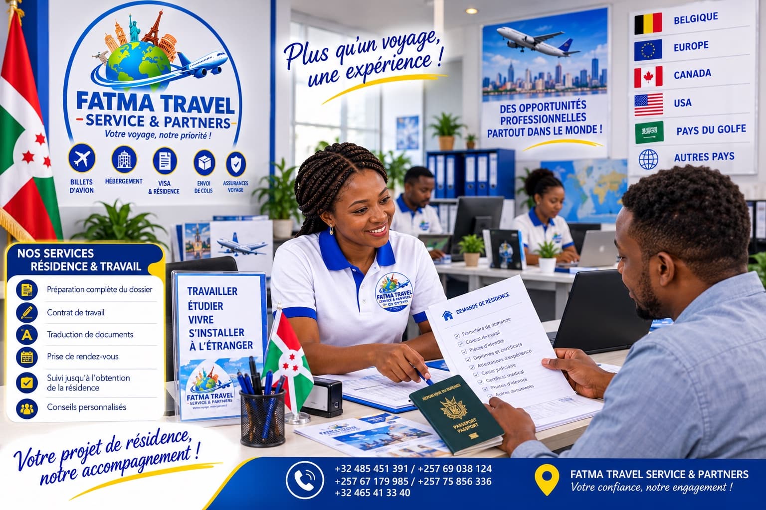 Affiche Fatma Travel — services résidence et travail à l’étranger